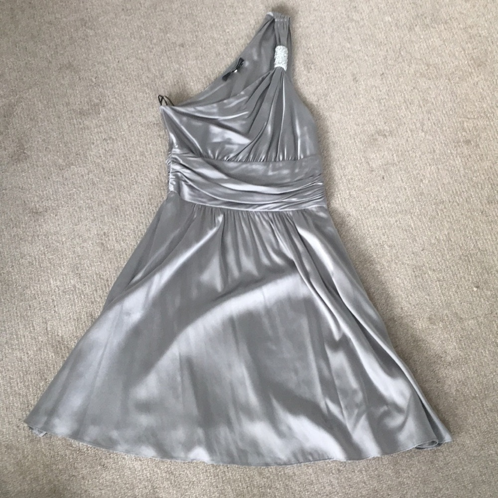 Jay Godfrey one shoulder silver cocktail dress - 4